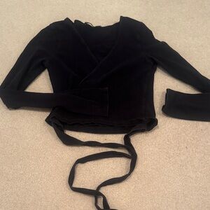 Brandy Melville Black Long-Sleeve Wrap Tie Top